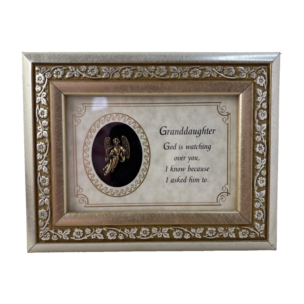VTG Angel Framed Granddaughter Poem God Is Watching Over You Heartfelt